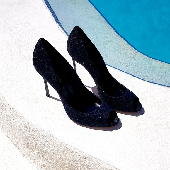 Casadei Blade stiletto heels size 10 midnight blue sparkle - Picture 7 of 8